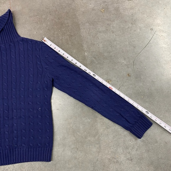 VTG Polo Ralph Lauren Cable Knit Turtleneck Sweater Blue Women’s Large - Picture 7 of 8
